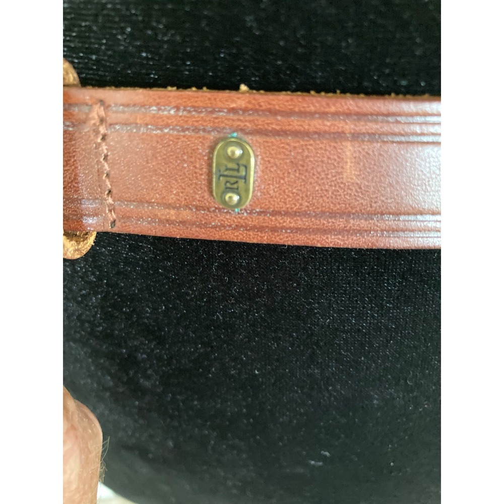 Lauren Ralph Lauren Brown Italian Leather Belt Brass Buckle LRL Logo Cognac L - Picture 8 of 12